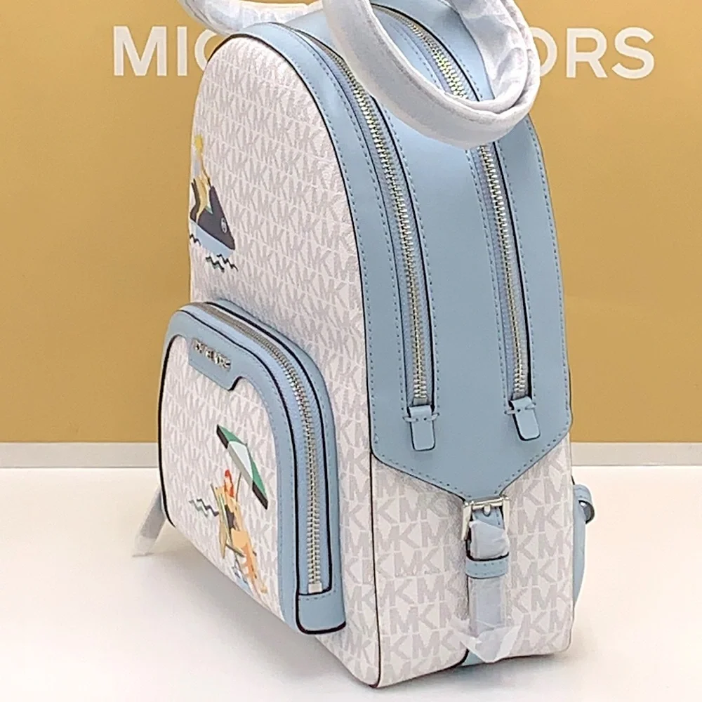 MICHAEL KORS JET SET GIRLS JAYCEE MEDIUM BACKPACK BRIGHT WHITE/ BLUE COL… - Picture 8 of 16
